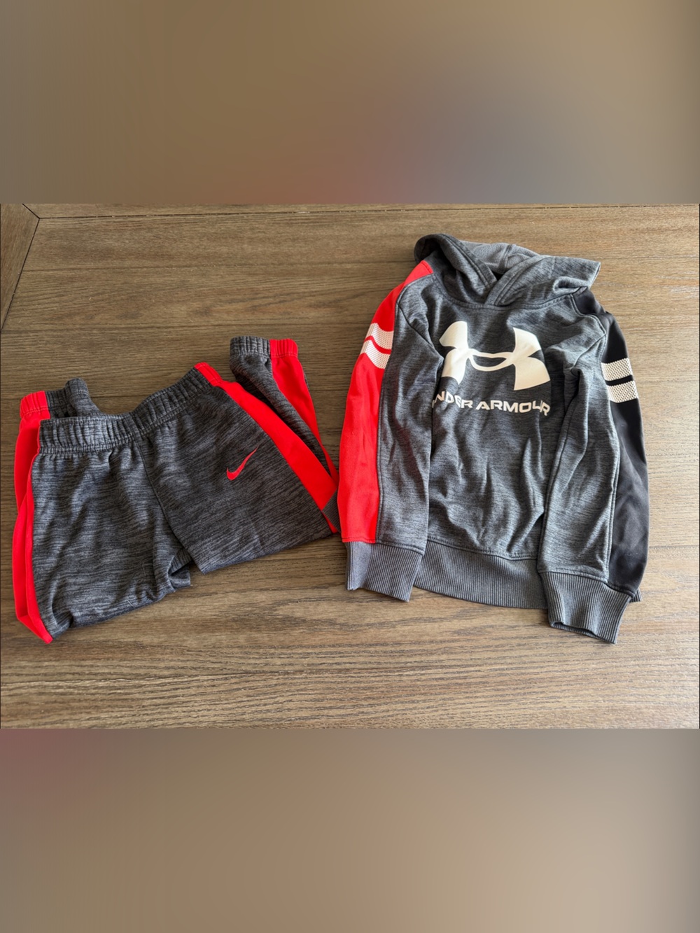 Under Armour Gray and Red Kids' Sweatpants Jogger Set